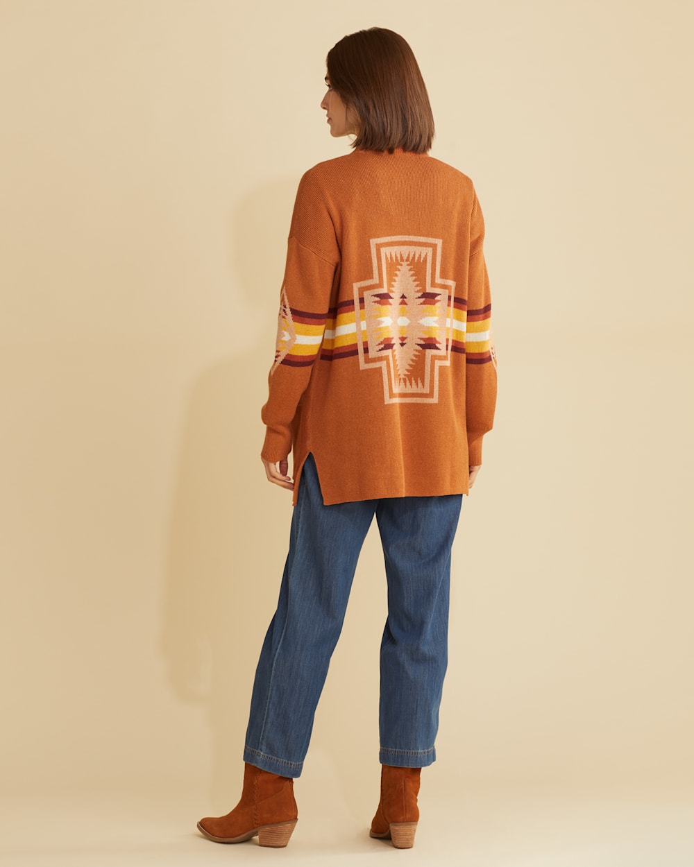 ALTERNATE VIEW OF WOMEN'S SIERRA SPRINGS COTTON CARDIGAN IN BROWN HARDING image number 3