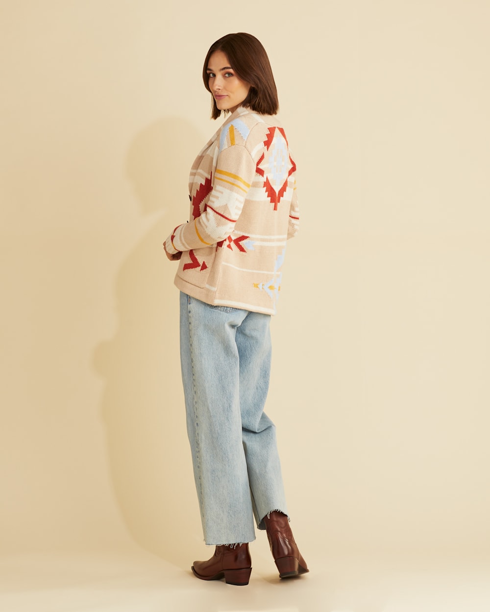 ALTERNATE VIEW OF WOMEN'S TAOS CARDIGAN IN IRISH CREAM MULTI image number 3