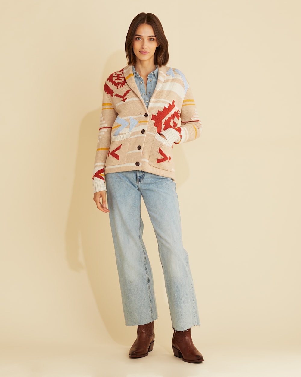 ALTERNATE VIEW OF WOMEN'S TAOS CARDIGAN IN IRISH CREAM MULTI image number 6