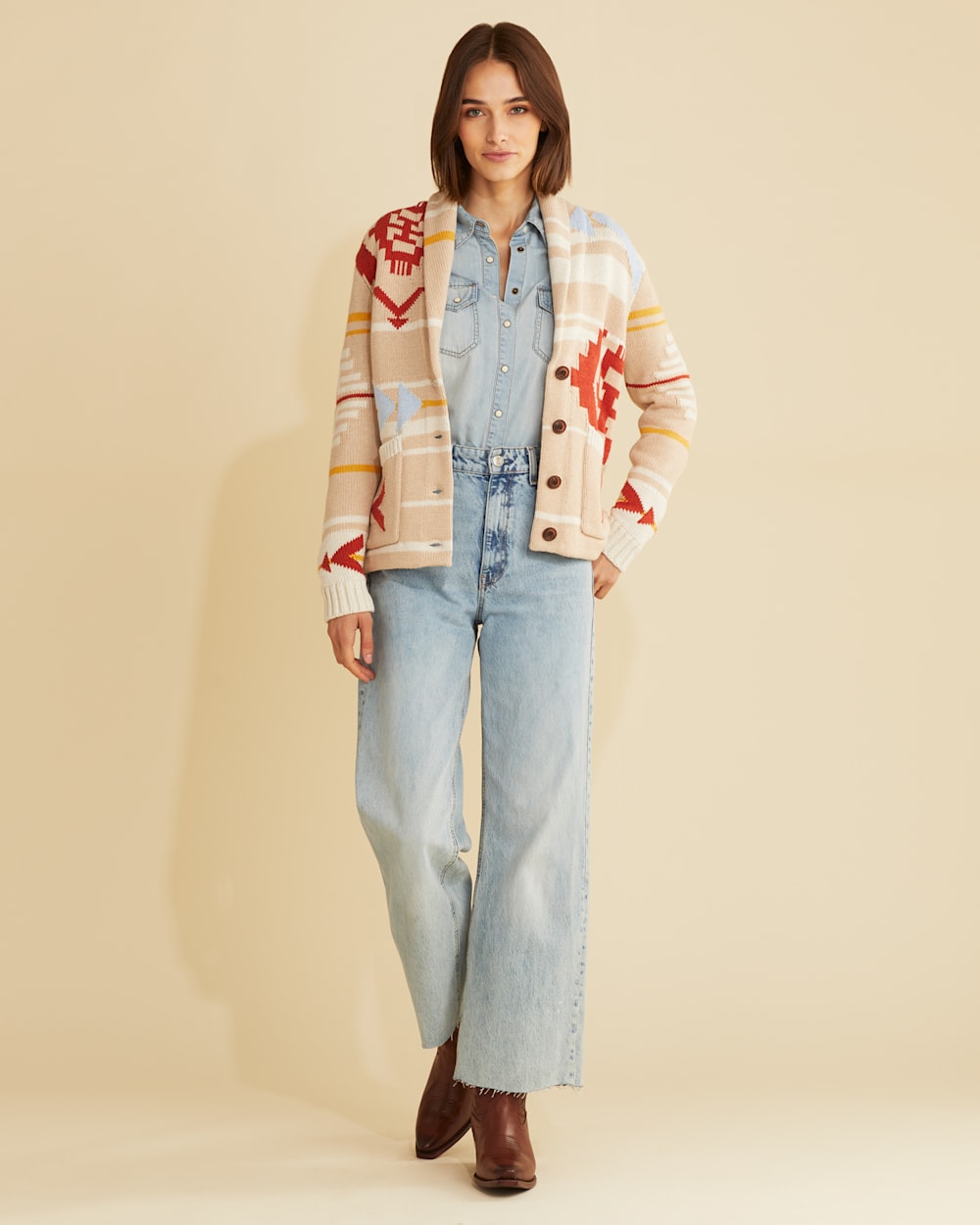 ALTERNATE VIEW OF WOMEN'S TAOS CARDIGAN IN IRISH CREAM MULTI image number 7