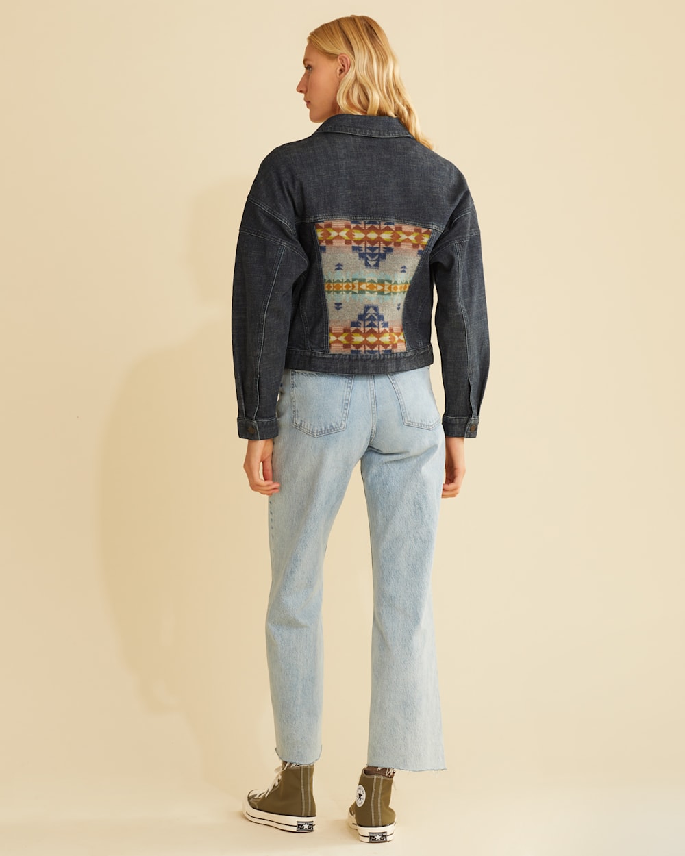 ALTERNATE VIEW OF WOMEN'S DENIM/WOOL TRUCKER JACKET IN DESERT DAWN image number 3