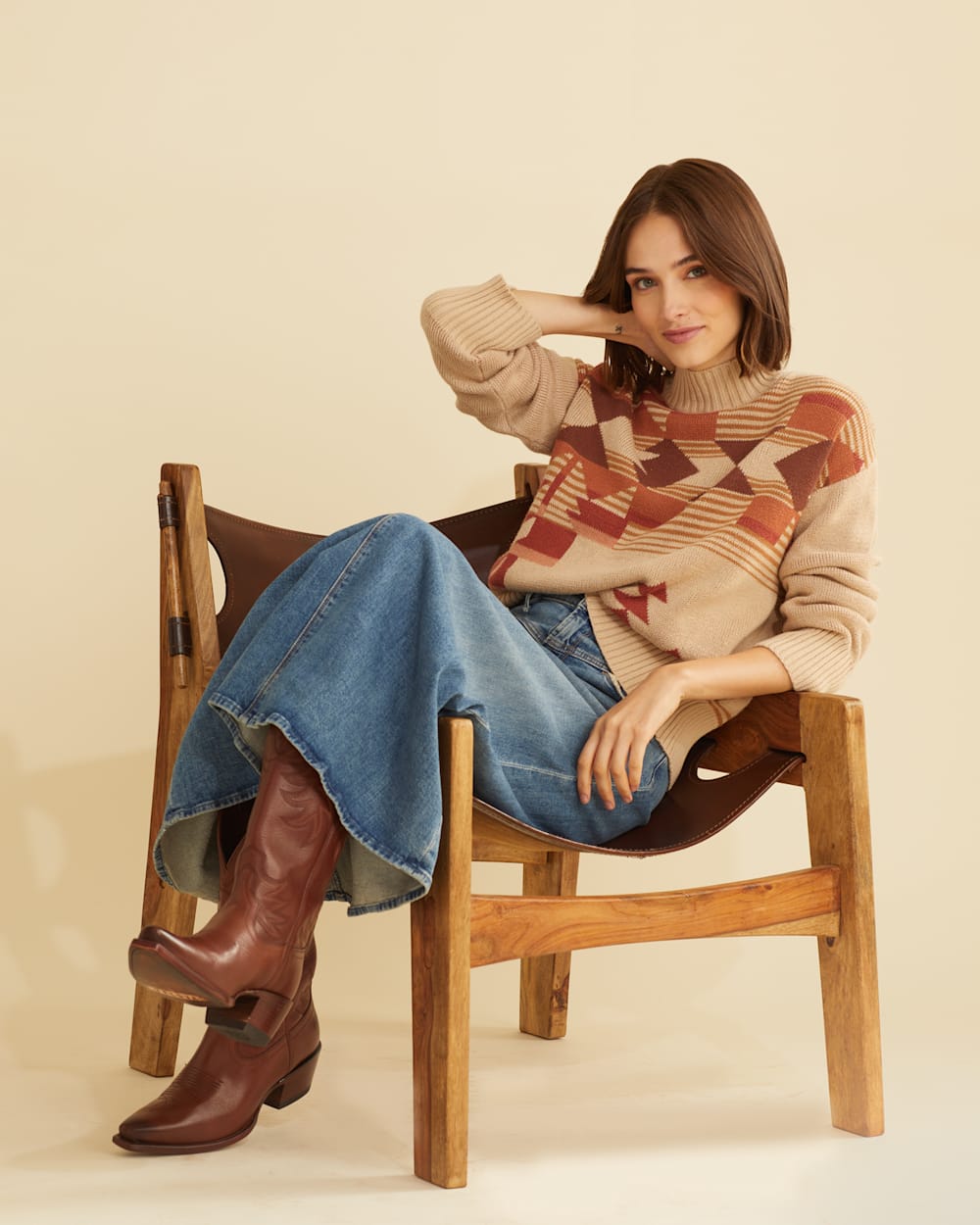 ALTERNATE VIEW OF WOMEN'S DESERT DAWN MOCKNECK SWEATER IN IRISH CREAM MULTI image number 2