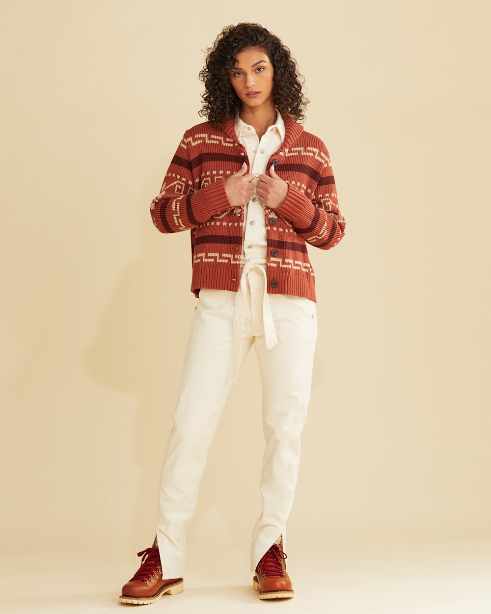 ALTERNATE VIEW OF WOMEN'S WESTERLEY COTTON CARDIGAN IN REDWOOD MULTI image number 2