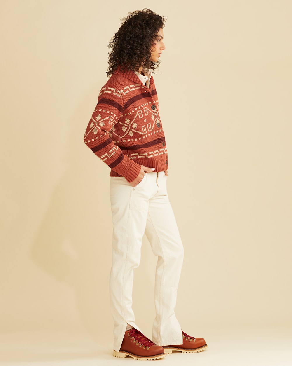 ALTERNATE VIEW OF WOMEN'S WESTERLEY COTTON CARDIGAN IN REDWOOD MULTI image number 5