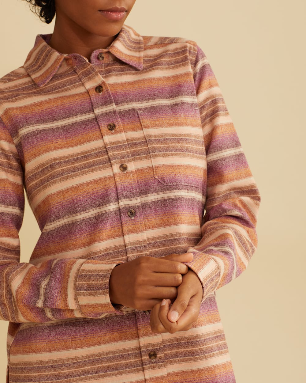 ALTERNATE VIEW OF WOMEN'S MEREDITH WOOL SHIRT IN COPPER STRIPE MULTI image number 2