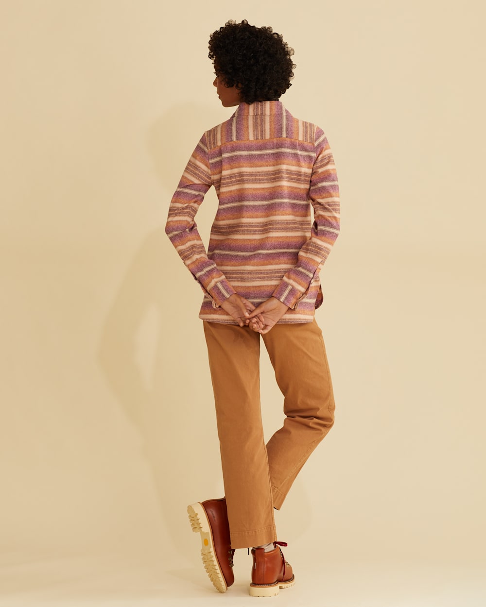 ALTERNATE VIEW OF WOMEN'S MEREDITH WOOL SHIRT IN COPPER STRIPE MULTI image number 3