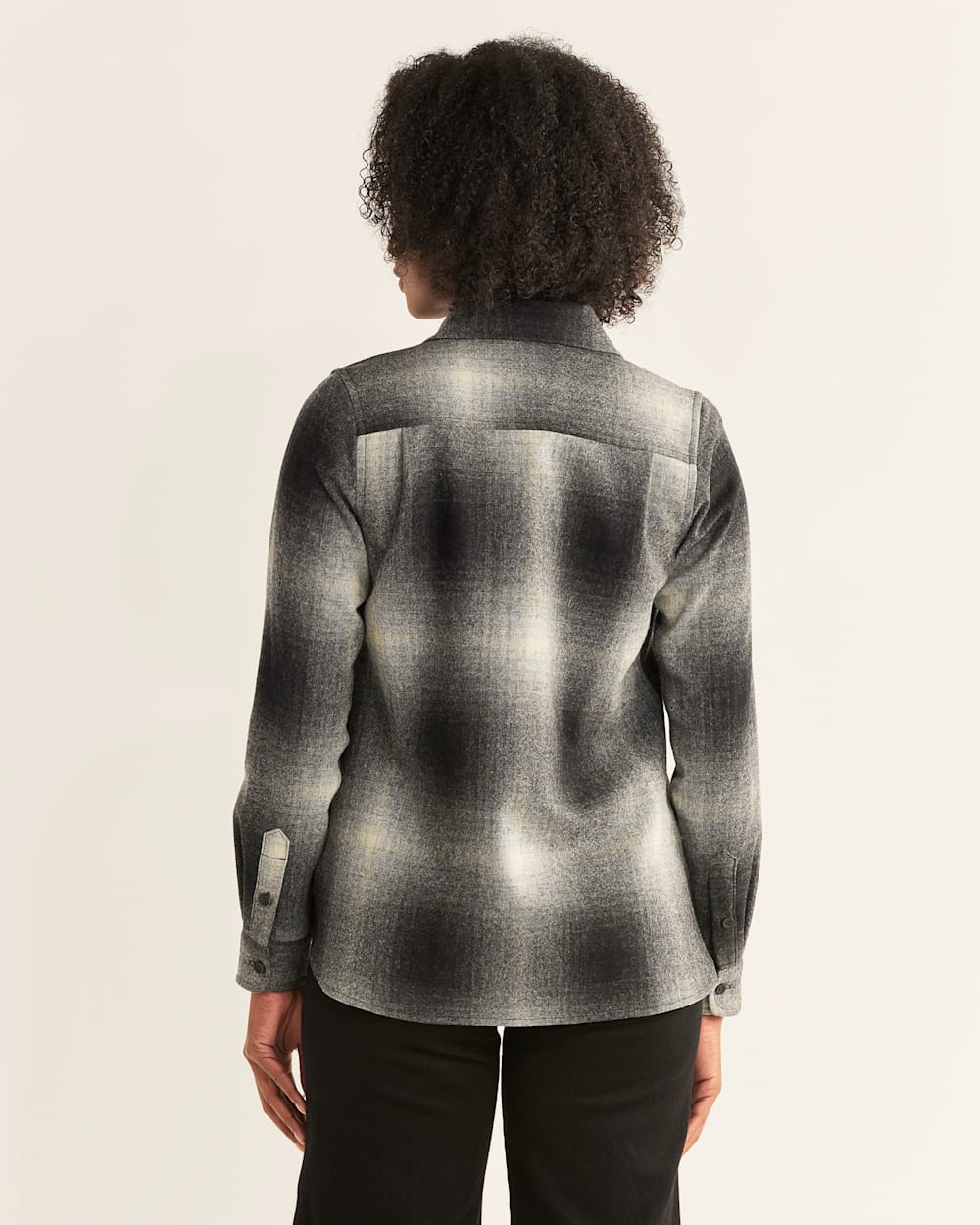ALTERNATE VIEW OF WOMEN'S MEREDITH WOOL SHIRT IN BLACK/WHITE OMBRE image number 3