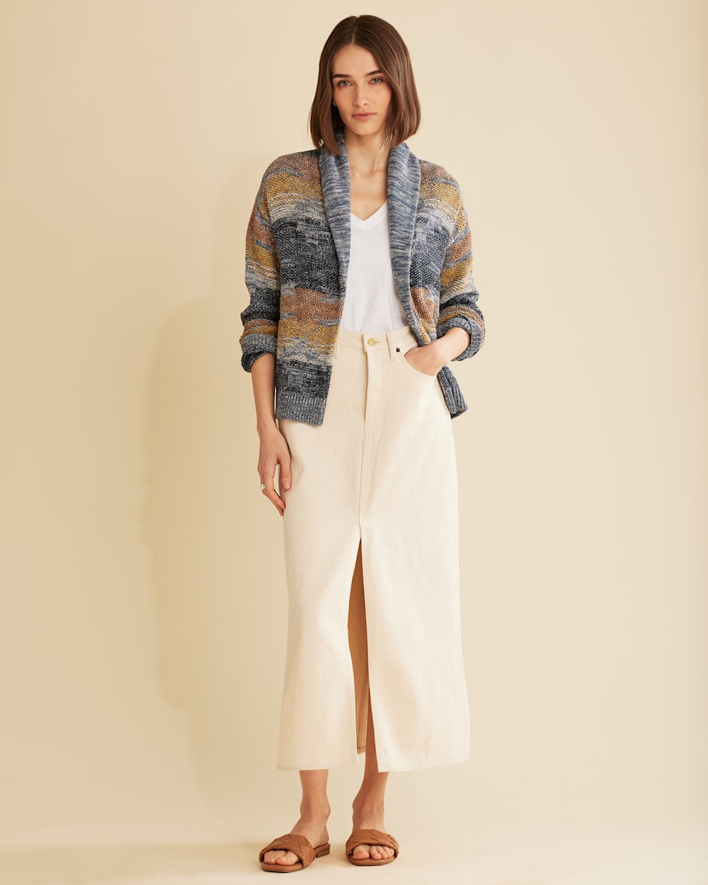 WOMEN'S ELLIS COVE COTTON CARDIGAN IN VINTAGE BLUE MULTI image number 1