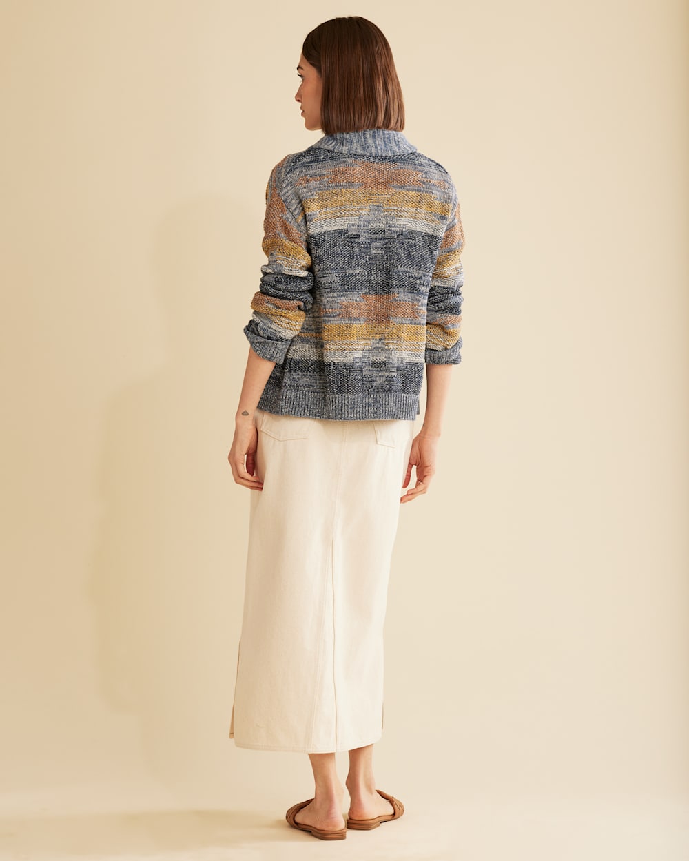 ALTERNATE VIEW OF WOMEN'S ELLIS COVE COTTON CARDIGAN IN VINTAGE BLUE MULTI image number 3