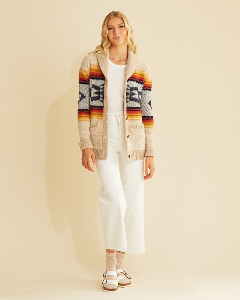 売れ筋商品|||ペンドルトン ニット&セーター アウター レディース Heritage Shetland Cardigan - Women's Tan/Orange Multi Women's Heritage Shetland Cardigan