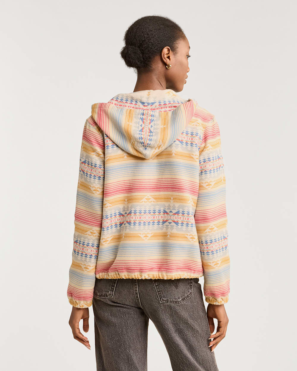 ALTERNATE VIEW OF WOMEN'S LIGHTWEIGHT DOUBLESOFT HOODIE IN IVORY HIGHLAND PEAK MULTI image number 3