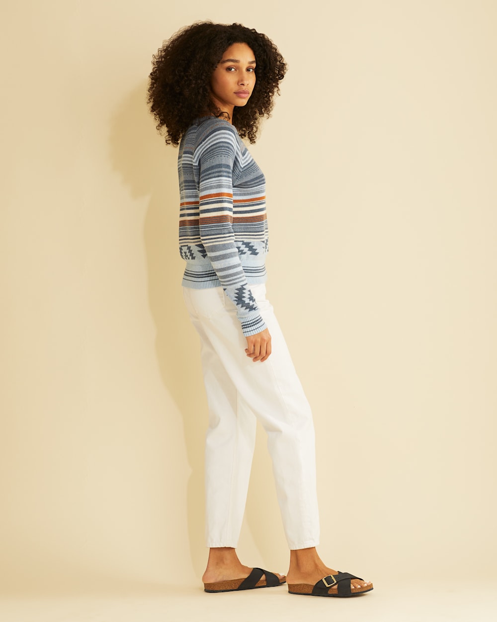 ALTERNATE VIEW OF WOMEN'S RAGLAN COTTON GRAPHIC SWEATER IN SKY BLUE MULTI image number 2