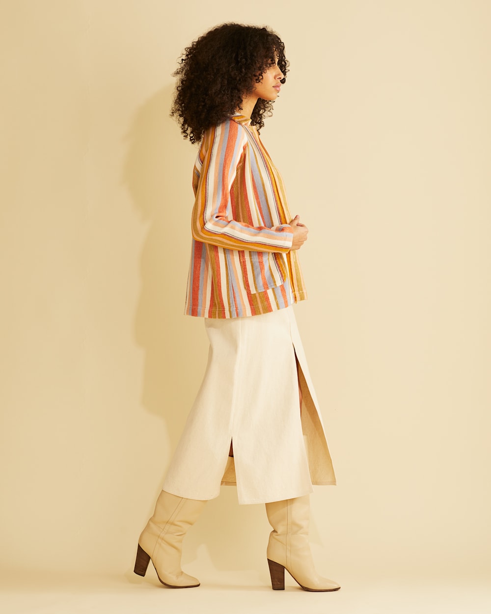 ALTERNATE VIEW OF WOMEN'S COTTON CHORE JACKET IN TAPENADE MULTI STRIPE image number 2