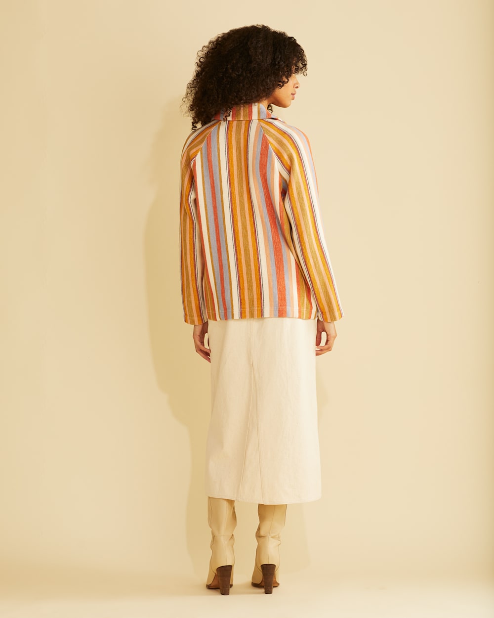 ALTERNATE VIEW OF WOMEN'S COTTON CHORE JACKET IN TAPENADE MULTI STRIPE image number 3