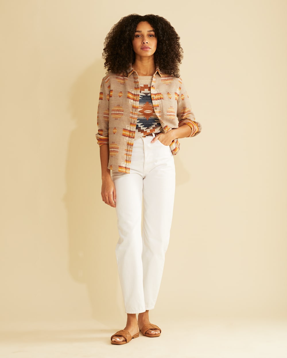 WOMEN'S DOUBLESOFT LONG BEACH SHIRT IN TAN CHIEF JOSEPH image number 1