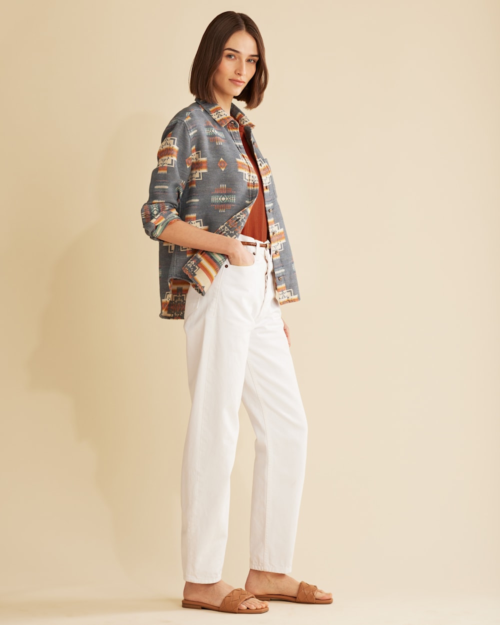 ALTERNATE VIEW OF WOMEN'S DOUBLESOFT LONG BEACH SHIRT IN BLUE CHIEF JOSEPH image number 2