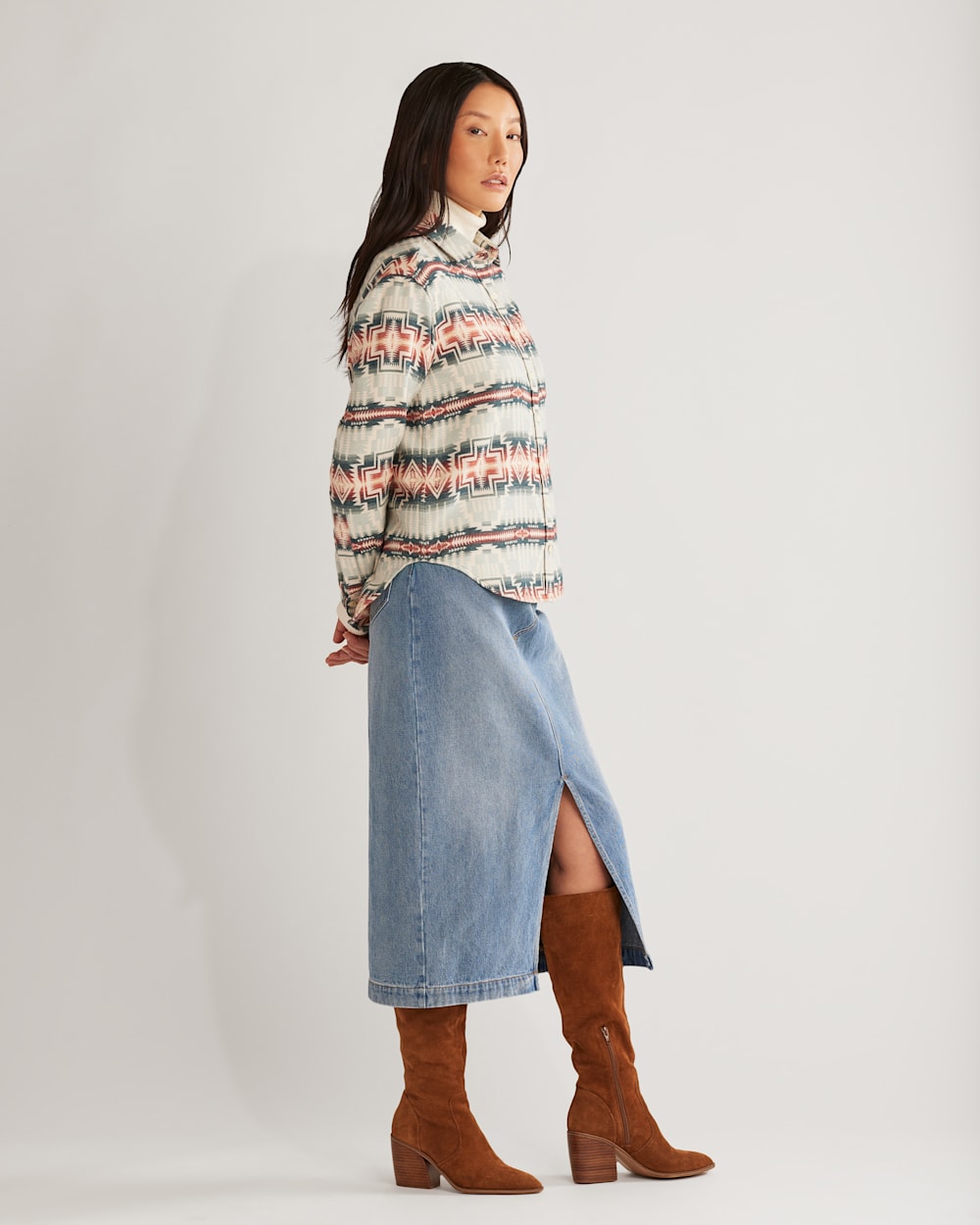 ALTERNATE VIEW OF WOMEN'S DOUBLESOFT LONG BEACH SHIRT IN BLUE HARDING STAR image number 2