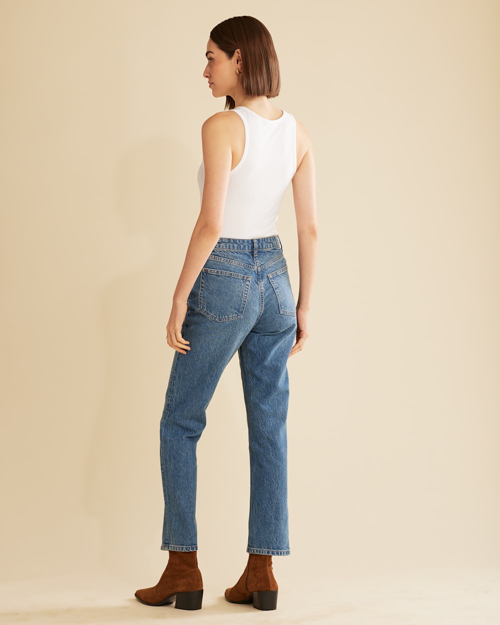 ALTERNATE VIEW OF WOMEN'S MARINA COTTON TANK TOP IN WHITE image number 3