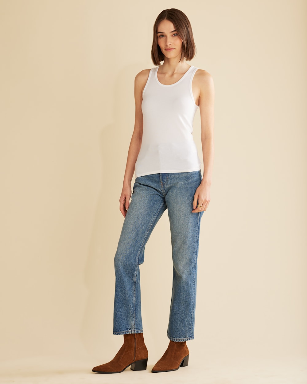 ALTERNATE VIEW OF WOMEN'S MARINA COTTON TANK TOP IN WHITE image number 5