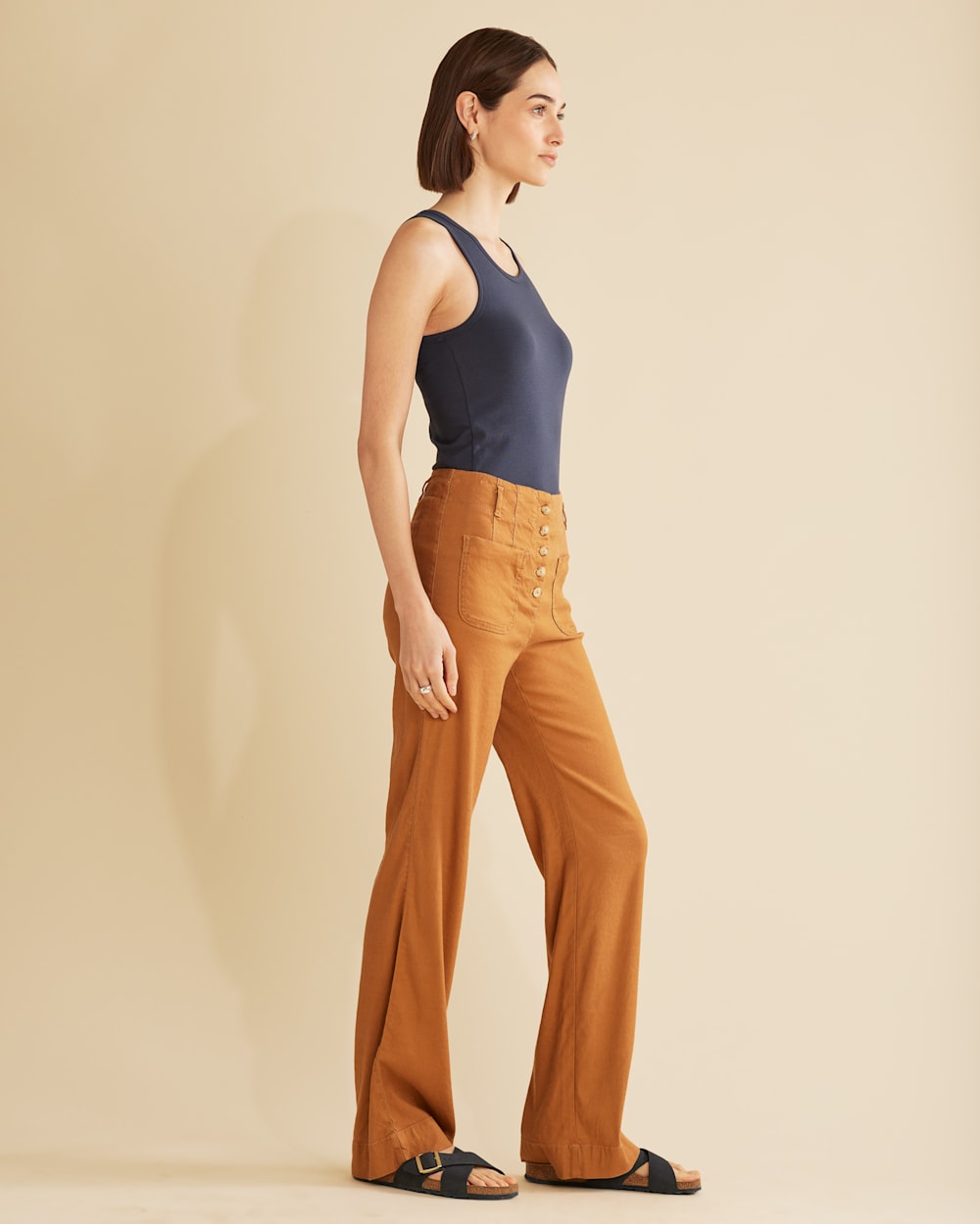 ALTERNATE VIEW OF WOMEN'S MARINA COTTON TANK TOP IN DARK INDIGO image number 2