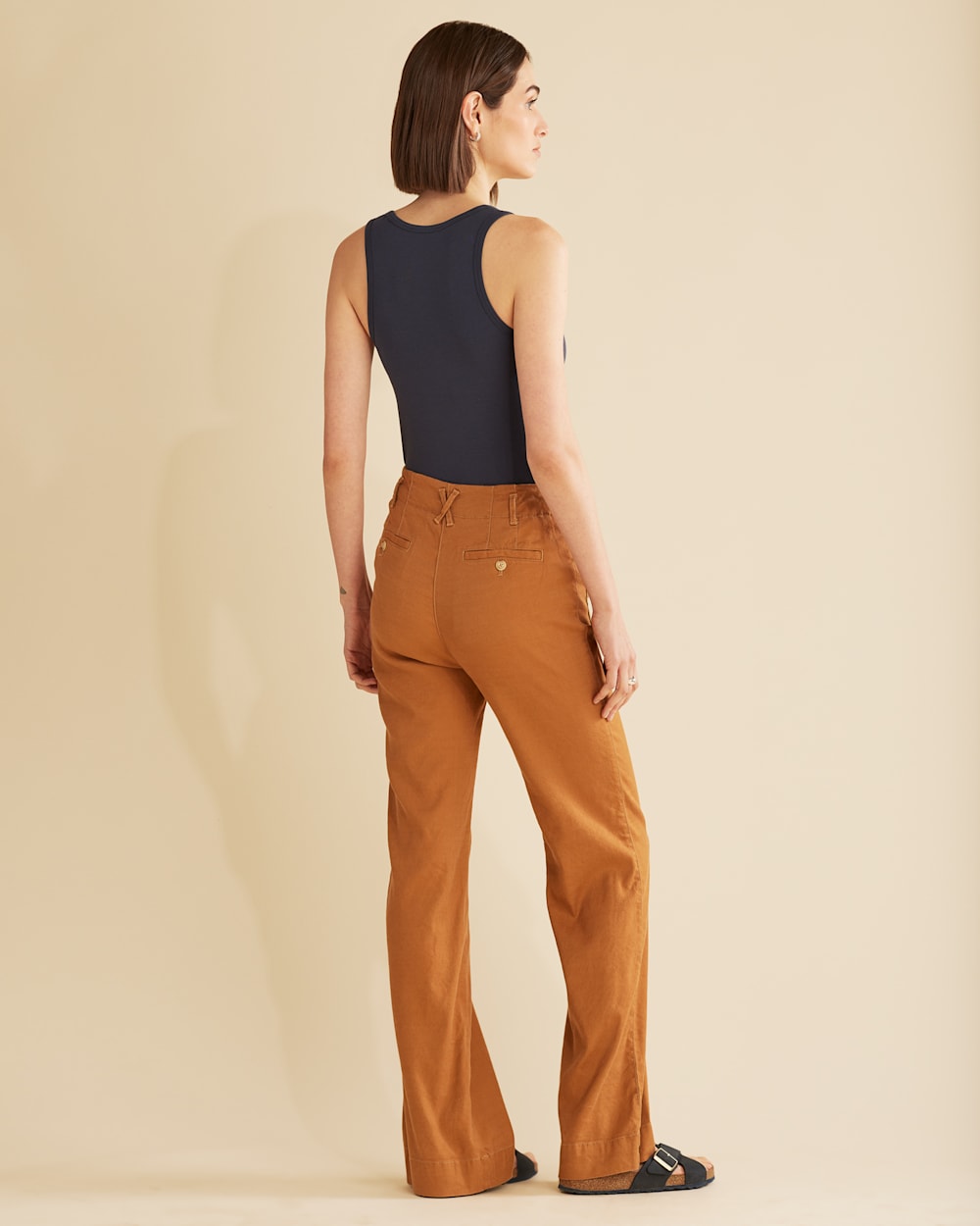 ALTERNATE VIEW OF WOMEN'S MARINA COTTON TANK TOP IN DARK INDIGO image number 3