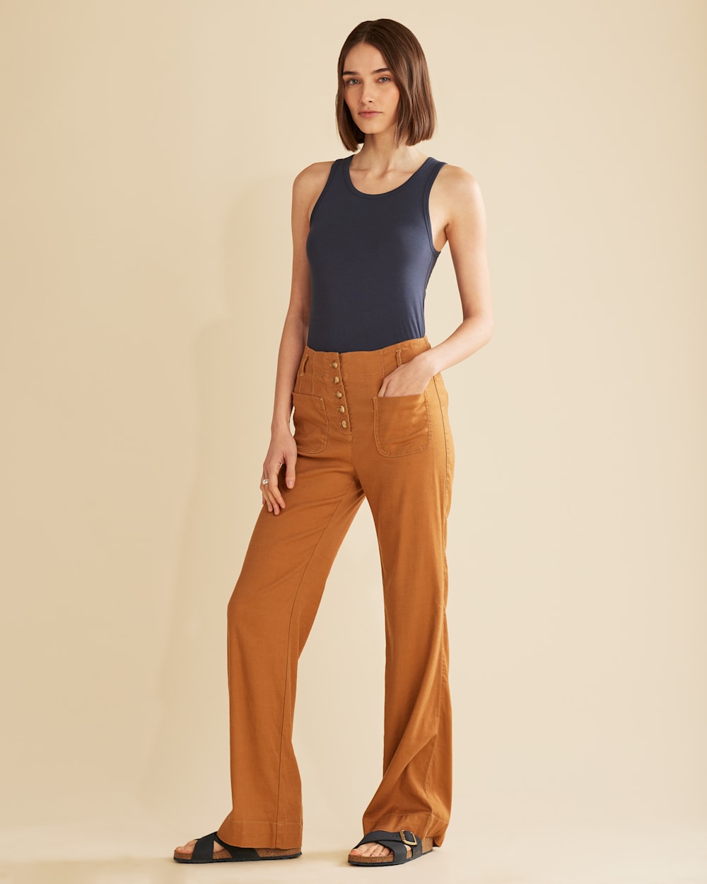 ALTERNATE VIEW OF WOMEN'S MARINA COTTON TANK TOP IN DARK INDIGO image number 4