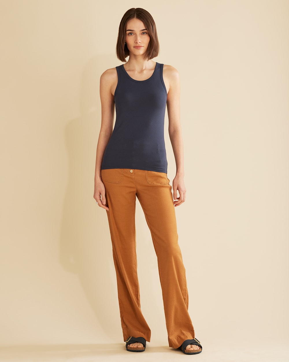 ALTERNATE VIEW OF WOMEN'S MARINA COTTON TANK TOP IN DARK INDIGO image number 5