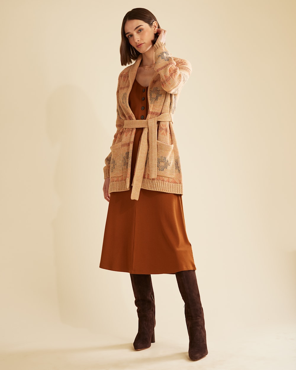 ALTERNATE VIEW OF WOMEN'S PACIFIC GROVE COTTON CARDIGAN IN NATURAL/BLUSH MULTI image number 2