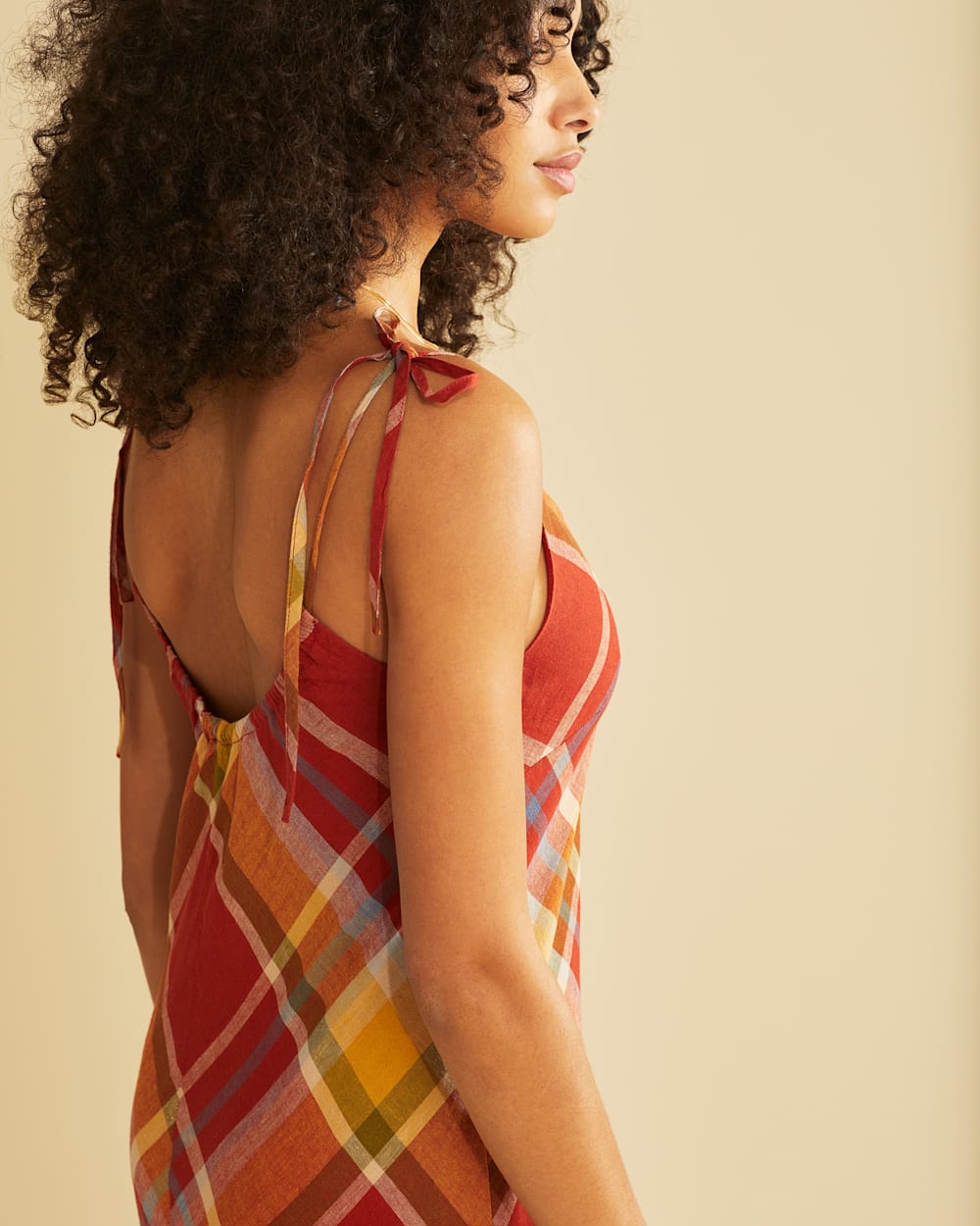 ALTERNATE VIEW OF WOMEN'S ASTORIA SLIP DRESS IN RED OCHRE MULTI PLAID image number 2