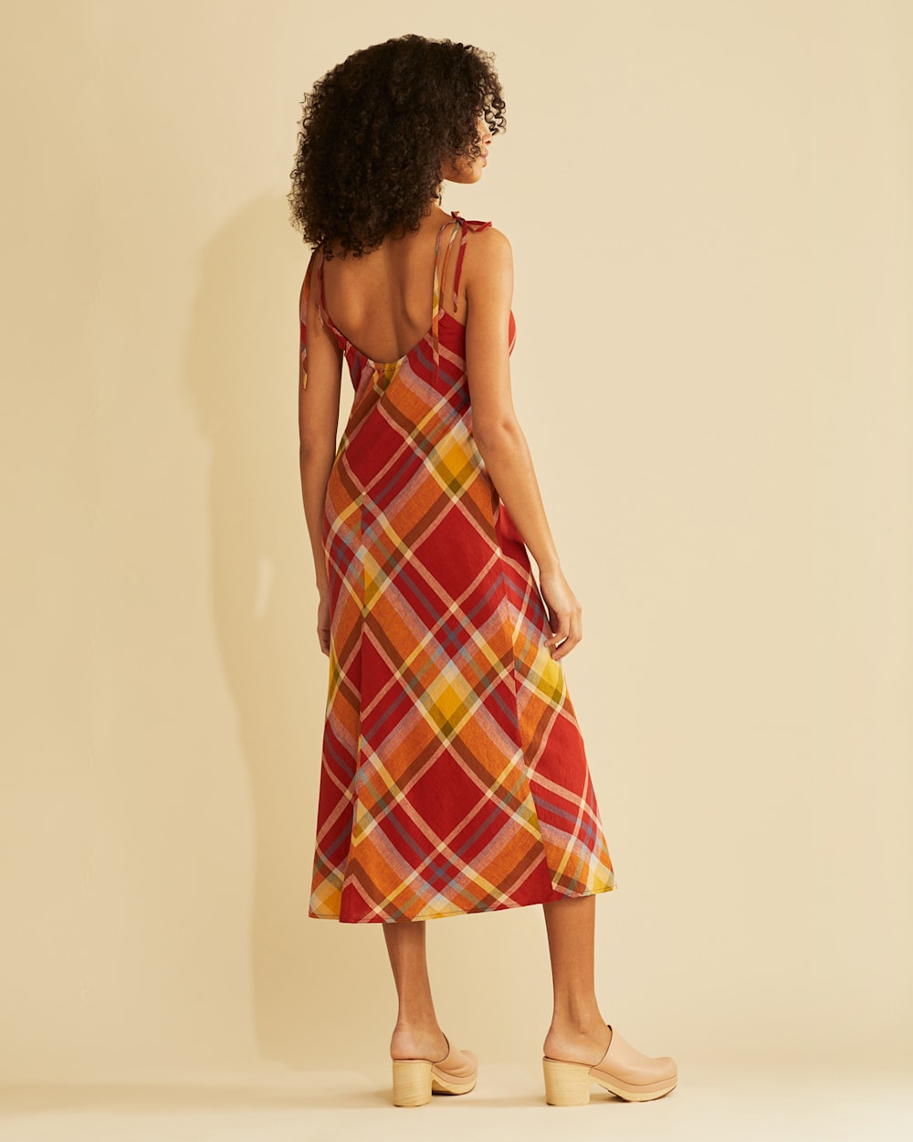 ALTERNATE VIEW OF WOMEN'S ASTORIA SLIP DRESS IN RED OCHRE MULTI PLAID image number 3