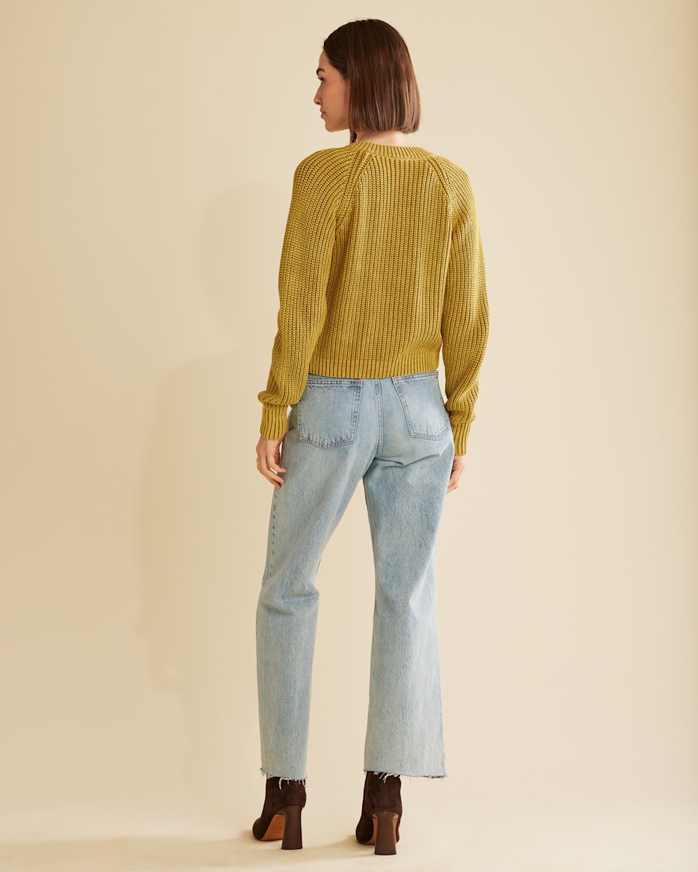 ALTERNATE VIEW OF WOMEN'S MAE COTTON CARDIGAN IN DRIED TOBACCO image number 3