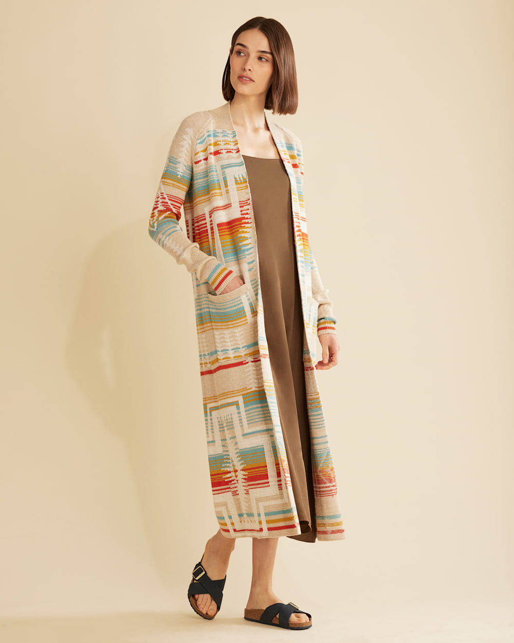 ALTERNATE VIEW OF WOMEN'S HARDING PACIFIC DUSTER SWEATER IN NATURAL LINEN MULTI image number 5