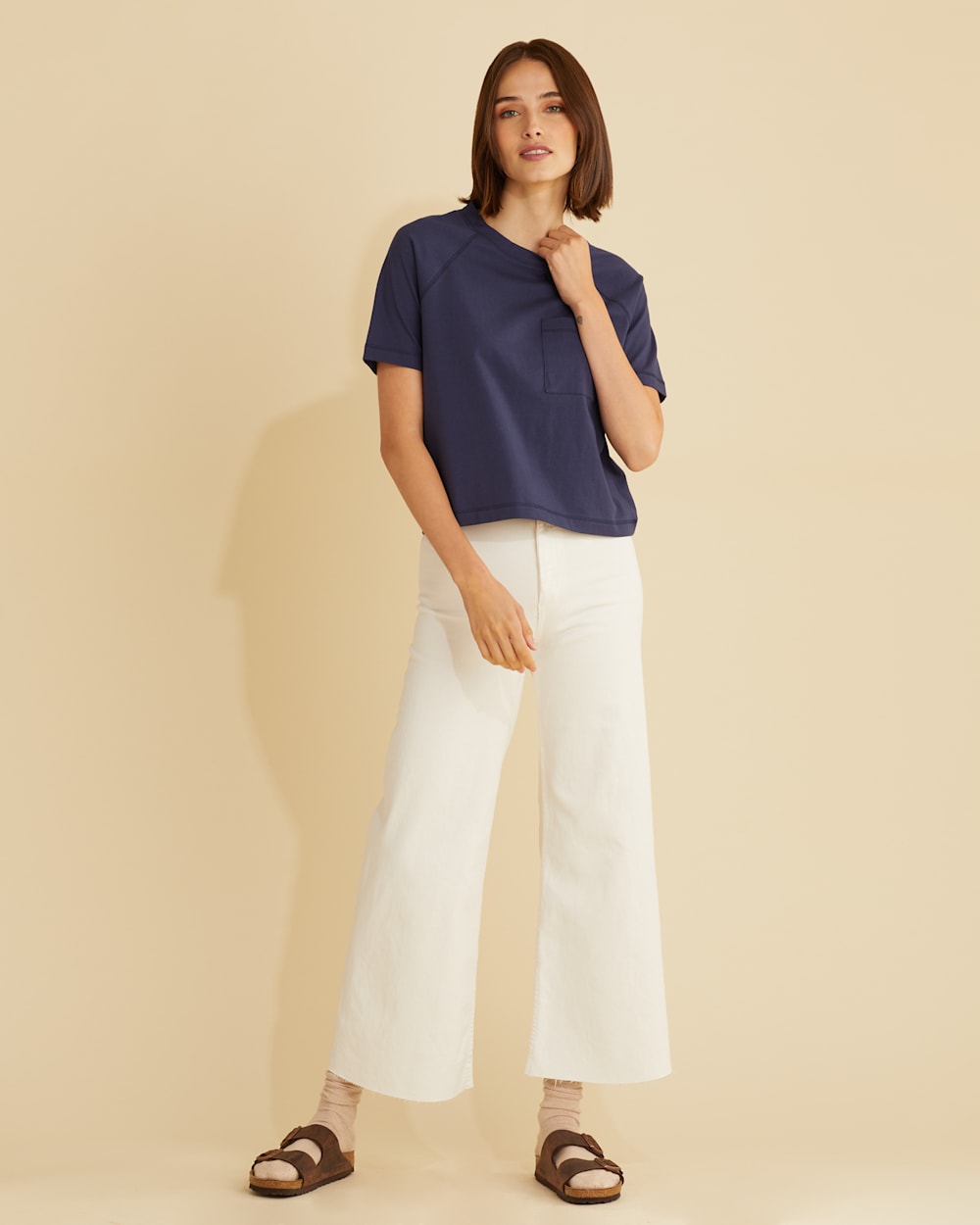 WOMEN'S DESCHUTES RAGLAN-SLEEVE TEE IN NAVY image number 1