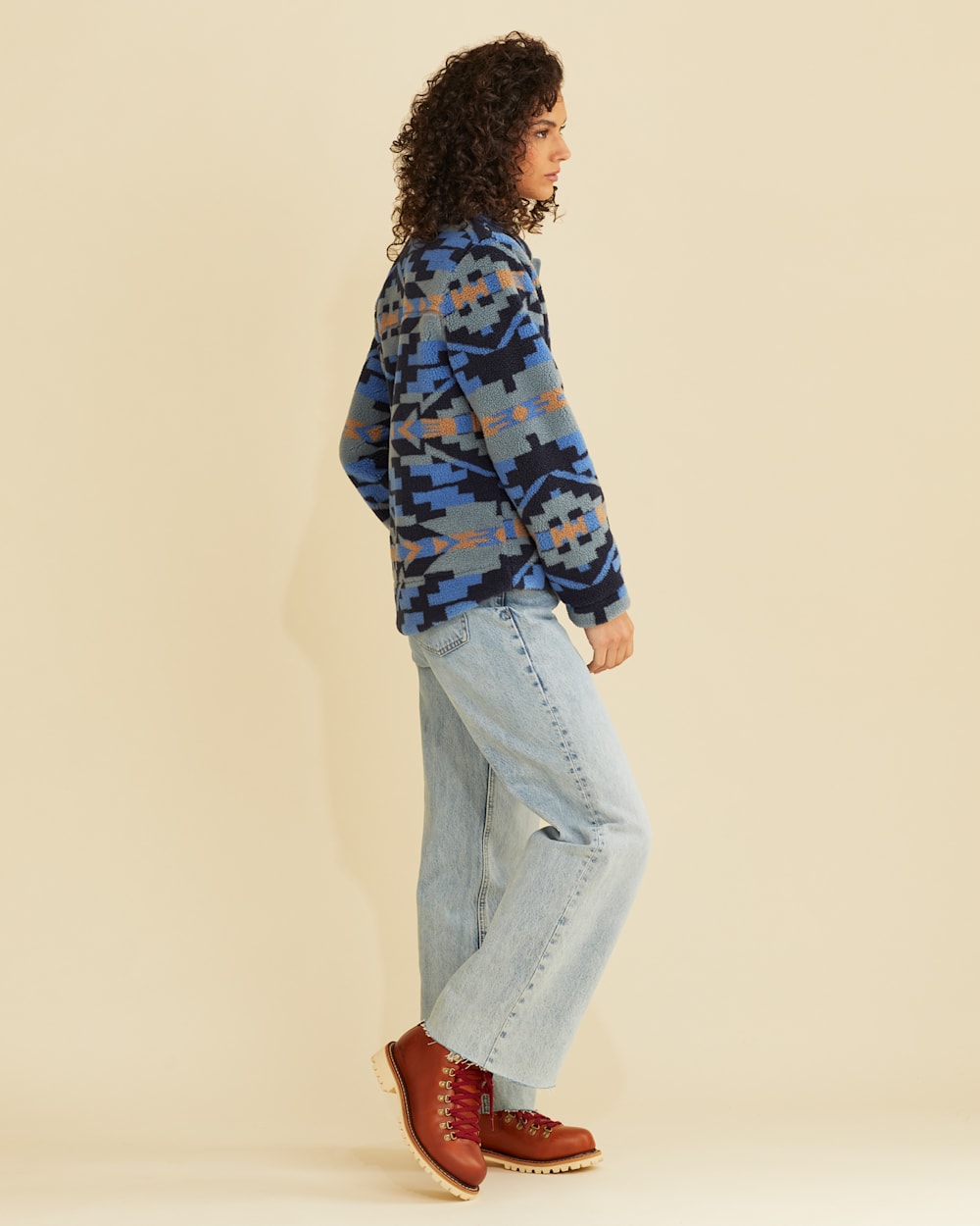 ALTERNATE VIEW OF WOMEN'S ANGELICA BERBER FLEECE JACKET IN NAVY CARICO LAKE image number 2