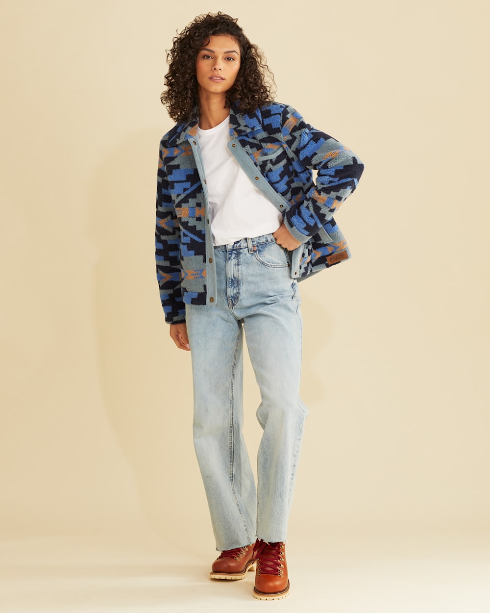 ALTERNATE VIEW OF WOMEN'S ANGELICA BERBER FLEECE JACKET IN NAVY CARICO LAKE image number 5