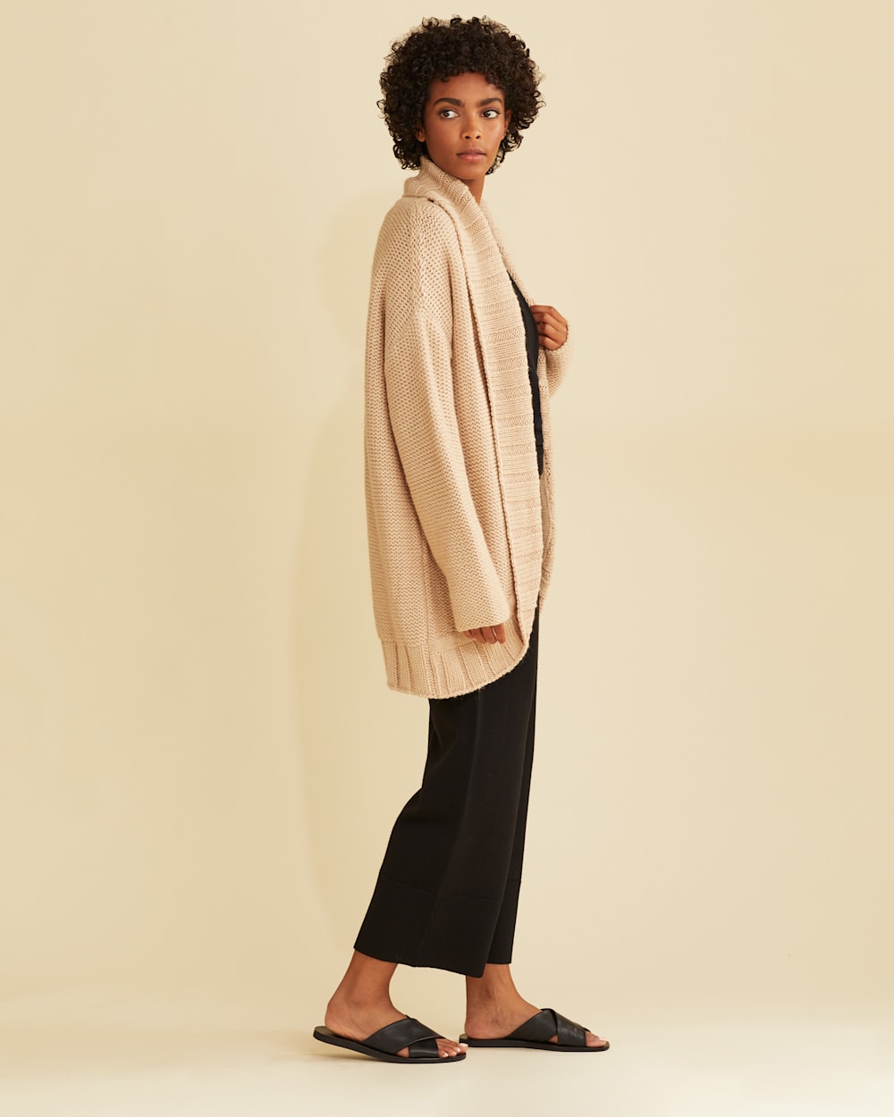 ALTERNATE VIEW OF WOMEN'S LUXE COCOON CARDIGAN IN FAWN image number 2