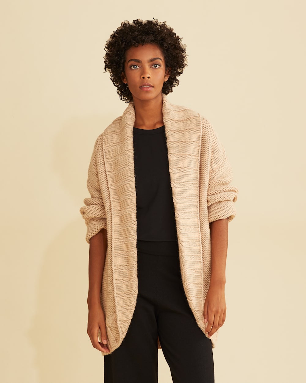 ALTERNATE VIEW OF WOMEN'S LUXE COCOON CARDIGAN IN FAWN image number 6