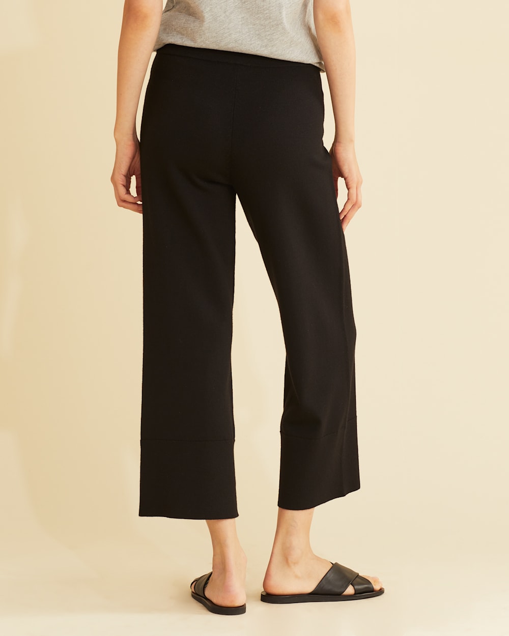 ALTERNATE VIEW OF WOMEN'S WIDE-LEG MERINO PANTS IN BLACK image number 4