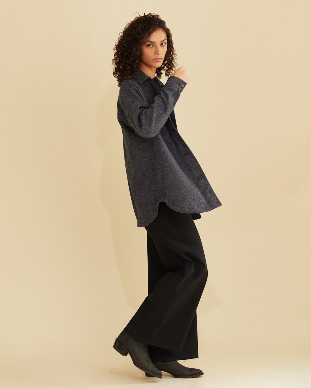 Black wool shirt jacket shop