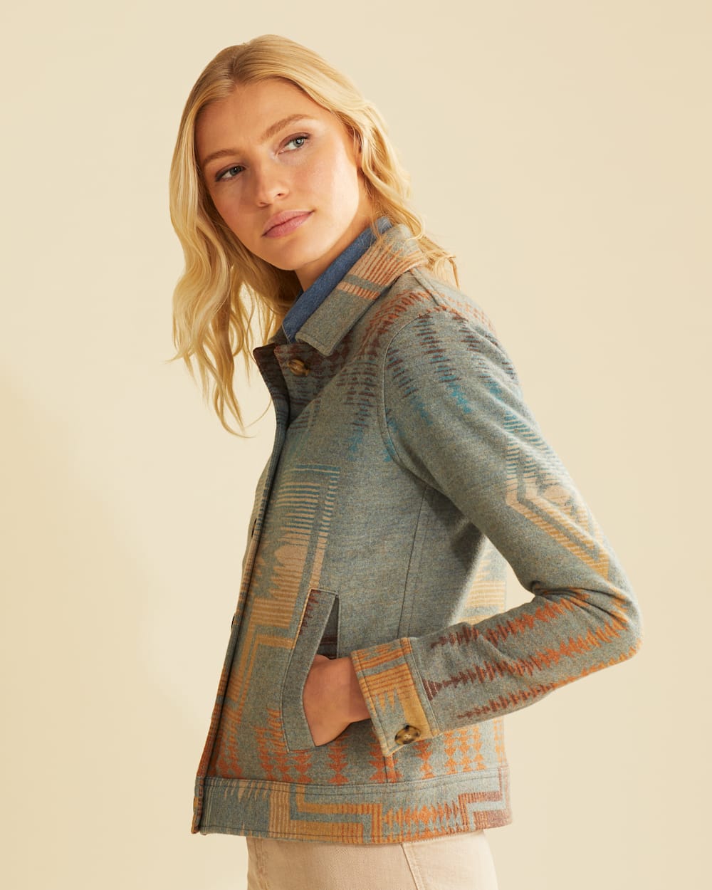 ALTERNATE VIEW OF WOMEN'S WOOL WILLA JACKET IN SHALE MIX HARDING image number 4