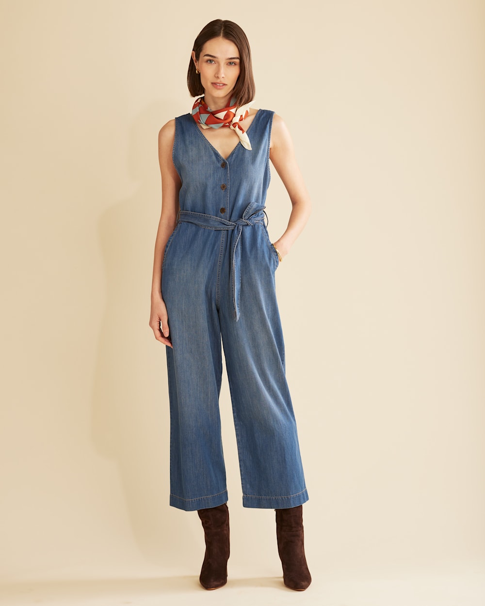 Womens chambray jumpsuit outlet