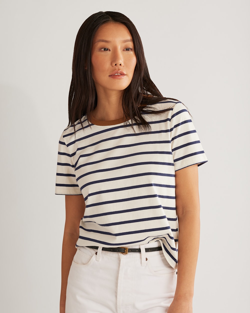 ALTERNATE VIEW OF WOMEN'S SANDY DESCHUTES STRIPE TEE IN ANTIQUE WHITE/NAVY image number 4