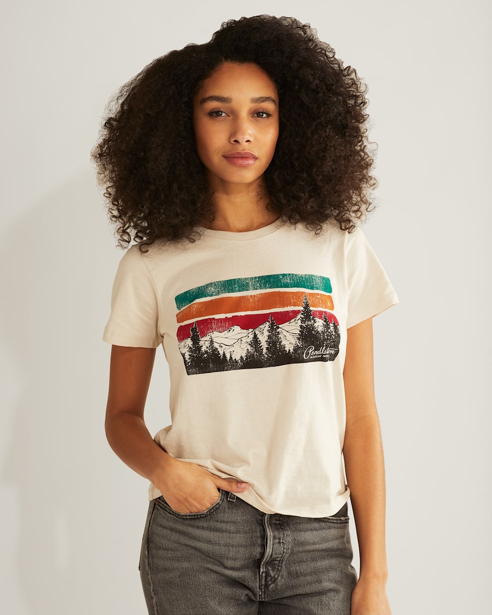 WOMEN'S LANDSCAPE GRAPHIC TEE IN BONE image number 1