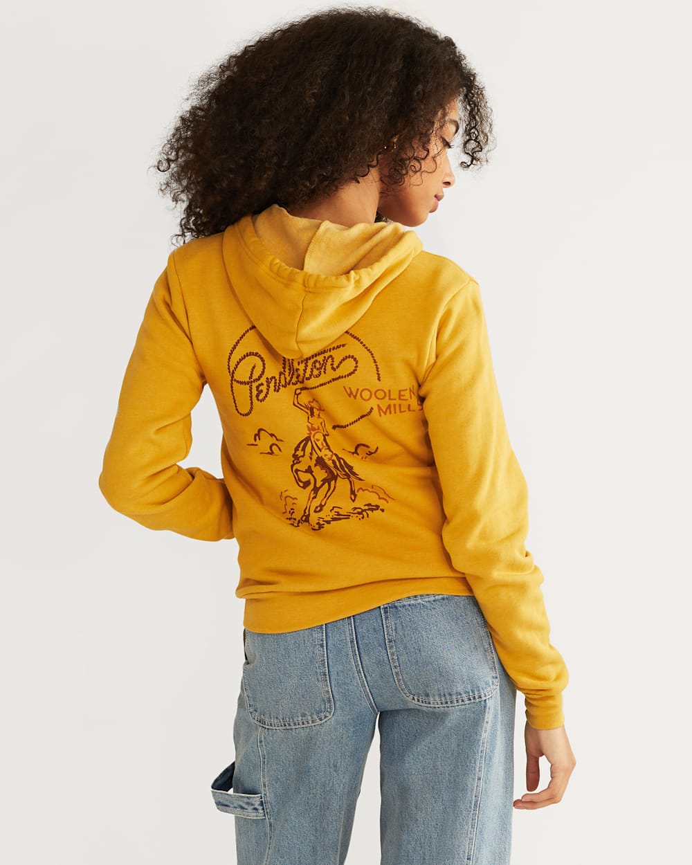 ALTERNATE VIEW OF WOMEN'S COWGIRL GRAPHIC ZIP HOODIE IN HEATHER MUSTARD image number 4