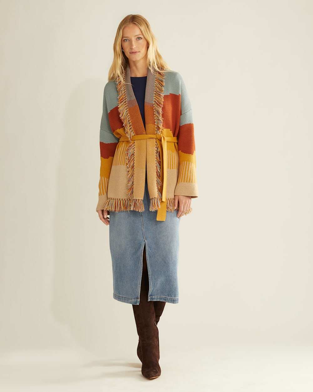 WOMEN'S COLUMBIA SHAWL-COLLAR CARDIGAN IN DESERT SKY MULTI image number 1