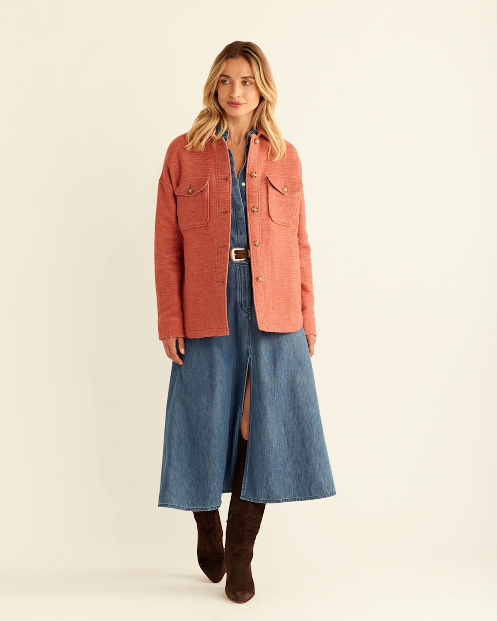 WOMEN'S DOUBLESOFT SHIRT JACKET IN REDWOOD image number 1
