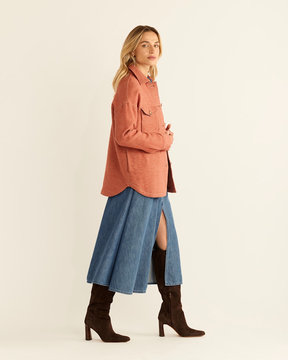 ALTERNATE VIEW OF WOMEN'S DOUBLESOFT SHIRT JACKET IN REDWOOD image number 2
