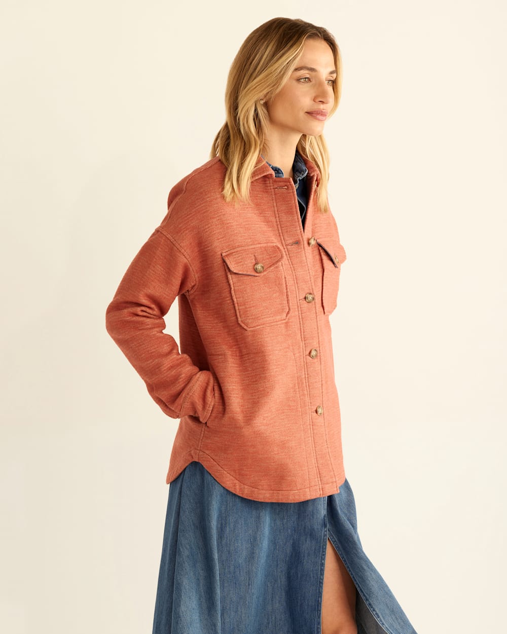 ALTERNATE VIEW OF WOMEN'S DOUBLESOFT SHIRT JACKET IN REDWOOD image number 4