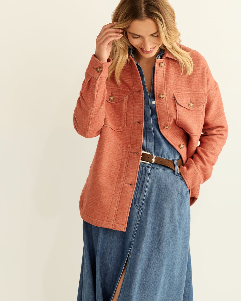 ALTERNATE VIEW OF WOMEN'S DOUBLESOFT SHIRT JACKET IN REDWOOD image number 5