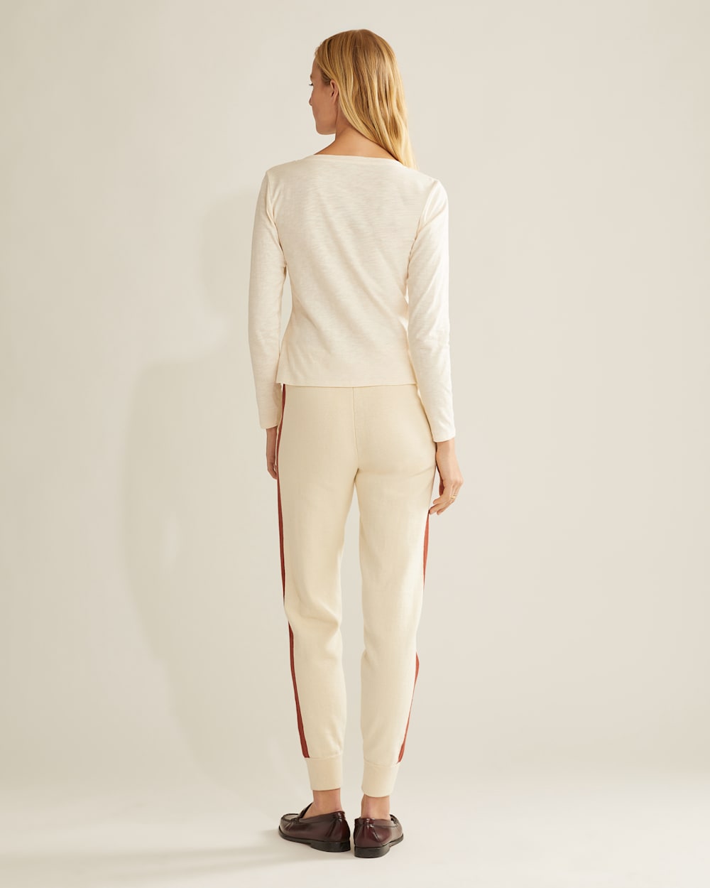 ALTERNATE VIEW OF WOMEN'S LONG-SLEEVE COTTON SLUB HENLEY TEE IN ANTIQUE WHITE image number 3